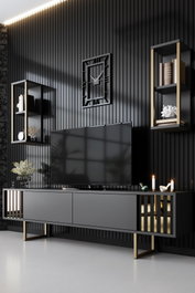 Hanah Home Mueble de TV Gold Line Antracita y Negro